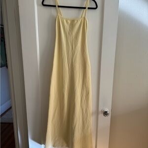 Yellow Spaghetti Strap Sleeveless Maxi Sundress